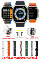 TECHNOMEN Akıllı Saat Y60 Ultra Plus 7 Kordon Hediye Kasa Koruma Kırılmaz Cam Smart Watch